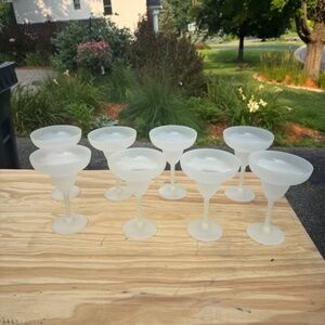 8 MicronWare Frosted White Acrylic 7" Margarita Glasses Barware Classic Cocktail
